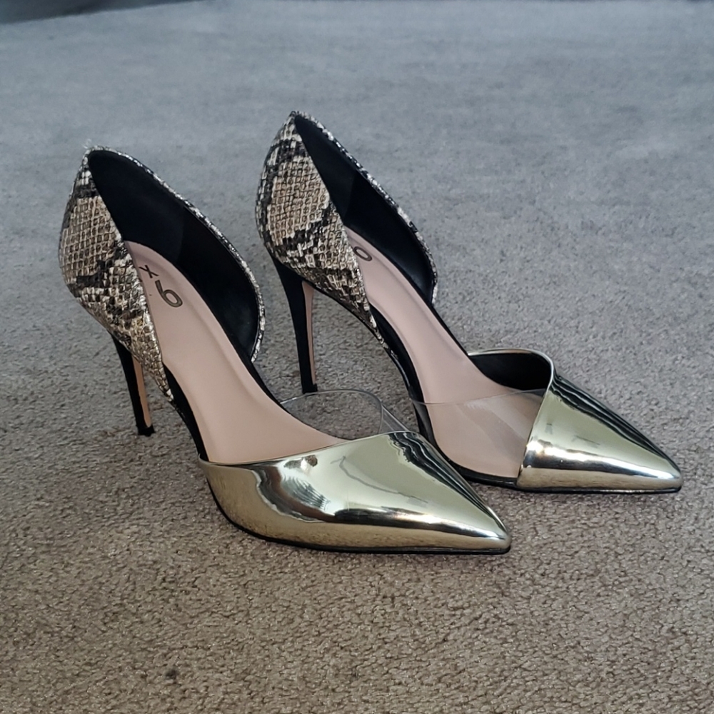 Gold Snake skin heels
